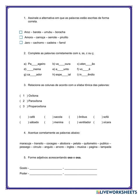 Revisão Simulado Português Worksheet Live Worksheets