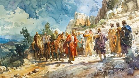 The Conversion Of Paul On The Road To Damascus In Striking Watercolor Premium Ai Generated Image