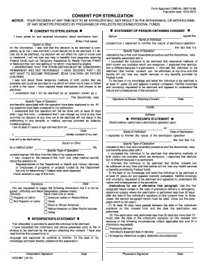 Fillable Online Mmcp Dhmh Maryland Consent For Sterilization This Form