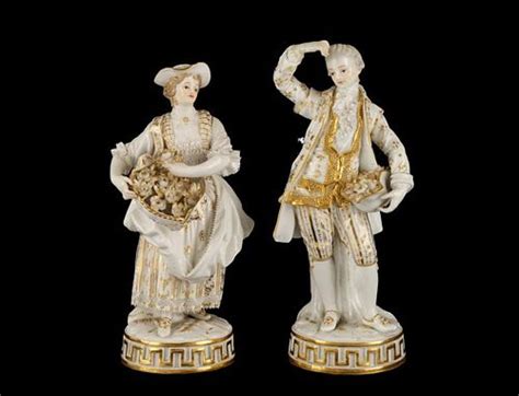 Pair Of Meissen Porcelain White And Gilt Figurines Sold At Auction On