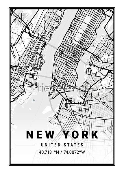 New York Map Print New York Map Poster New York Map Wall Art New York