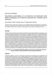 Resultados Perinatales En El S Ndrome De Transfusi N Feto Fetal