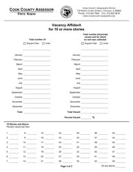 Cook County Illinois Vacancy Affidavit For Or More Stories Fill