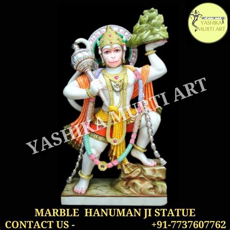 White MARBLE VEER HANUMAN JI STATUE For Worship Size 2 Feet At Rs