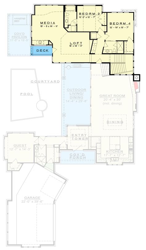 2 Story 4 Bedroom Contemporary Prairie Home With Media Room House Plan