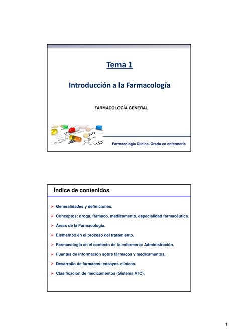 Farmacología Clínica Tema 1 Introducción A La Farmacología Clínica