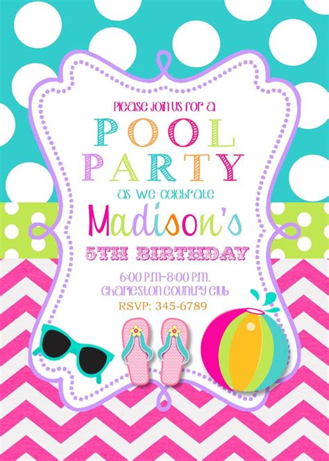 Birthday Invitations Brilliant Cute Pool Party Birthday Party