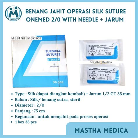 Benang Jahit Operasi Silk Suture Onemed With Needle Jarum