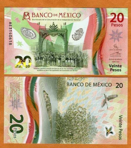 Mexico Pesos Polymer P New Unc Commemorative