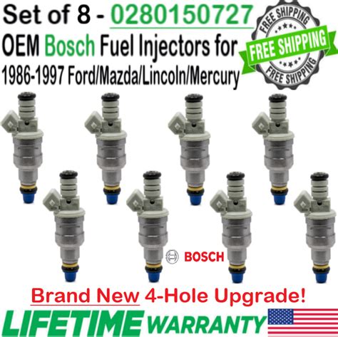 NEW OEM X8 Bosch 4 Hole Upgrade Fuel Injectors For 1987 Ford LTD Crown