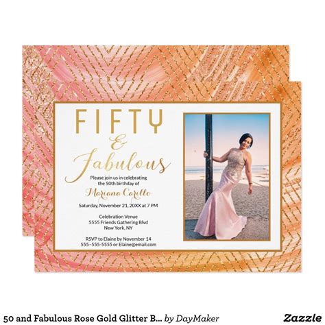 50 And Fabulous Rose Gold Glitter Birthday Invitation Zazzle