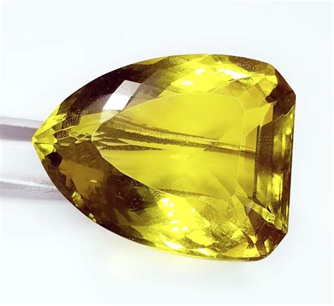 Loose Gemstone Lab Created Lemon Topaz 55 To 60 Ct Pendent Etsy