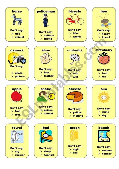 Taboo Cards1 Esl Worksheet By Gönni