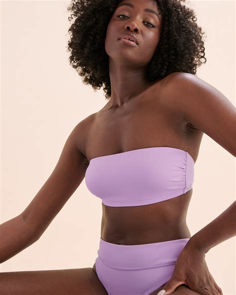 TROPIK Maui Ribbed Bandeau Bikini Top Orchid Bloom Purple Bikini Village