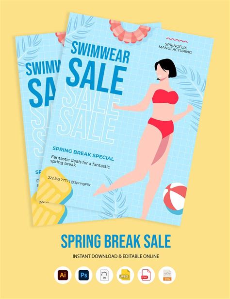 Spring Break Sale in Illustrator, EPS, JPG, PNG, SVG, PSD, Google Docs ...