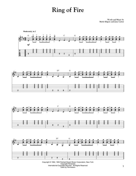 Ring Of Fire Carter Style Guitar Guitar Tab By Johnny Cash Guitar