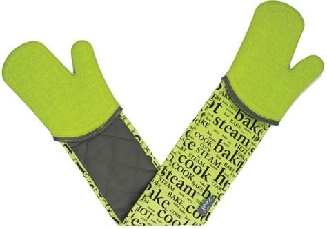 Zeal Silicone Heavy Duty Double Oven Gloves Mitts Lime Green 94cm Long