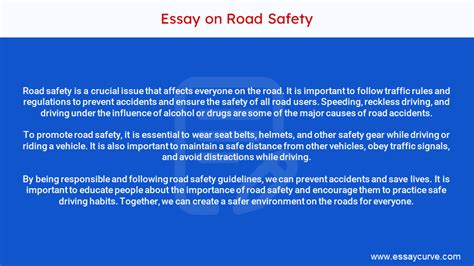 Essay On Road Safety Samples 10 Lines To 1500 Words Essay Curve