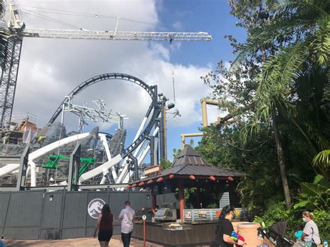 Breaking Raptor Figure Installed At “velocicoaster” Site Inside Jurassic Park At Universals