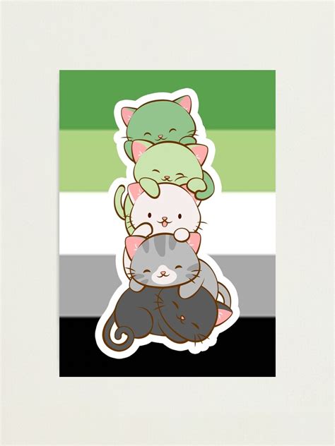 Lgbtq Aromantic Pride Flag Cute Kawaii Cat Tower For Aro Photographic