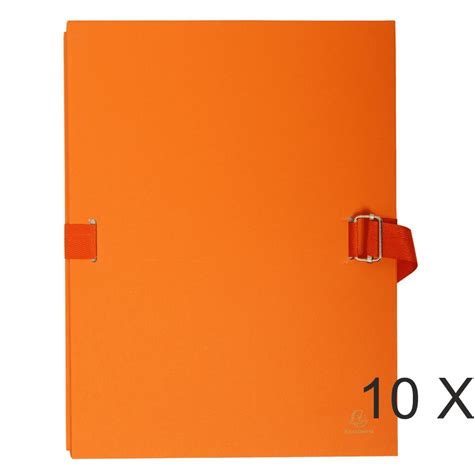 Exacompta Chemises Extensibles Sangle Avec Rabat Papier Orange