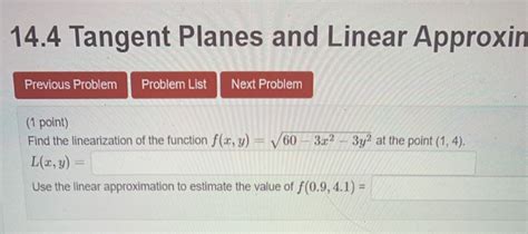 Solved 14 4 Tangent Planes And Linear Approxin Previous Chegg