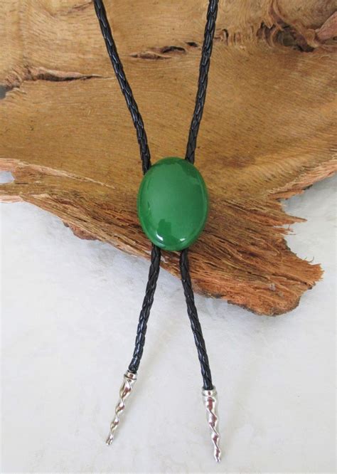 Green Jade Natural Western Naked Bolo Tie Oval Shape Pendant Etsy