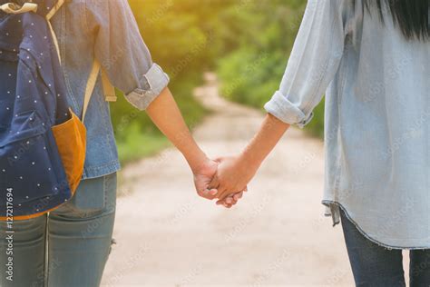 Two Little Girls Best Friends Holding Hands