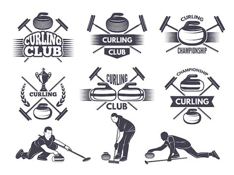 Premium Vector | Labels for curling sport team