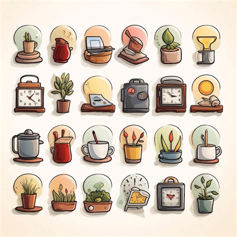 Set Of Vector Icons With House Plants In Pots Illustration For Your