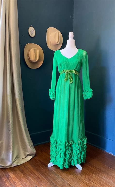 Vintage Dress Kelly Green Gem