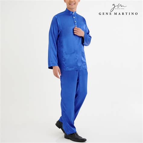 Gene Martino Baju Melayu Regular Fit With Pesak Blue Color Collection