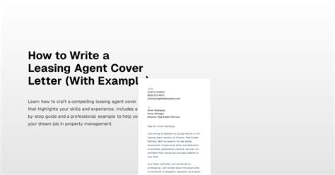 How To Write A Leasing Agent Cover Letter With Example