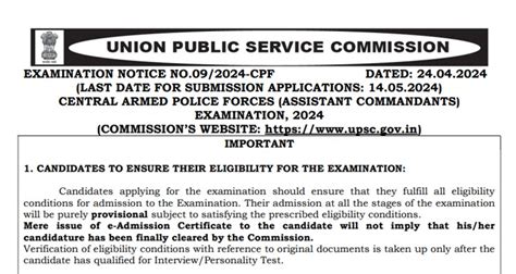 Upsc Capf Exam 2024 Official Notification Recruitment And Overview