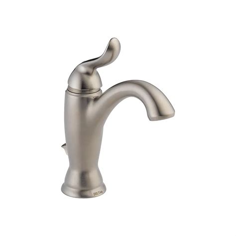 Delta Linden Single Hole 1 Handle Mid Arc Bathroom Faucet In Stainless Steel With Lever Ha