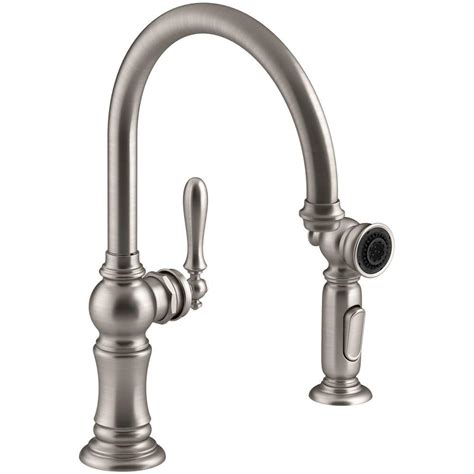 Kohler Artifacts Single Handle Standard Kitchen Faucet With Swing Spout And Side Sprayer In