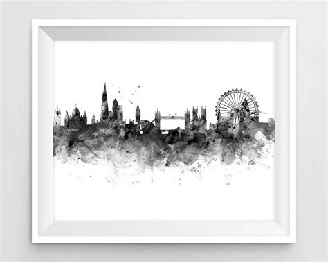 London Print, London Skyline, Black and White, Cityscape, London Art ...