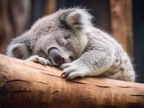 Un Koala Durmiendo En Una Rama De Eucalipto Foto Premium