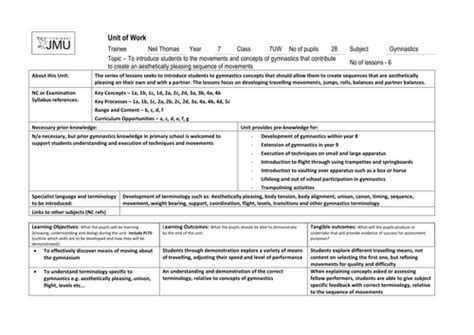 A Comprehensive Unit Of Work For Grade 6 8 Teaching Resources