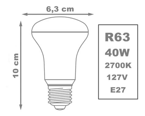 Lâmpada Spot Refletora Espelhada R63 40w 127v E27 Kit 5 Pçs MercadoLivre