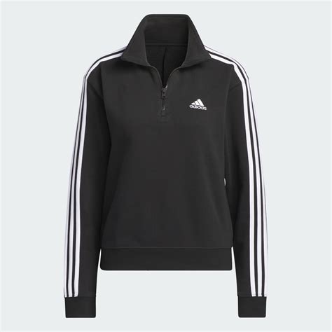 Adidas Essentials 3 Stripes Quarter Zip Sweatshirt Black Adidas UAE