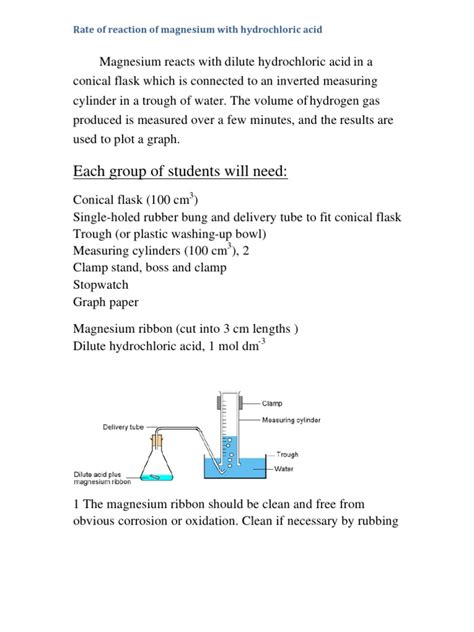 Magnesium Reacts With Dilute Hydrochloric Acid In A Conical Flask Which