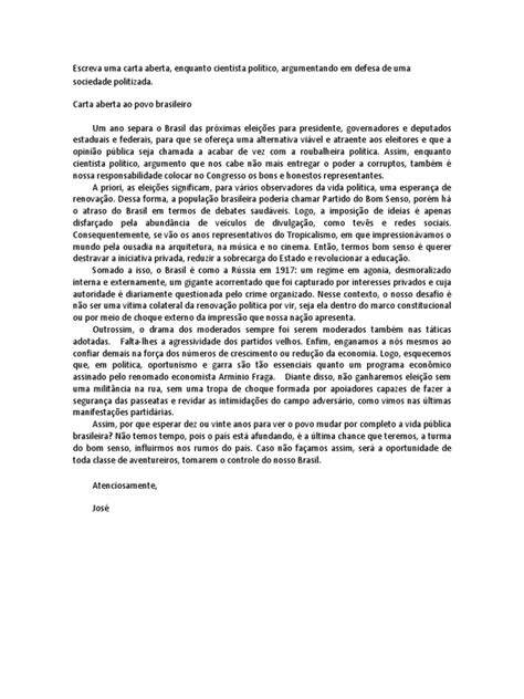 Exemplo De Carta Aberta - Exemplo de Carta Aberta | Download grátis PDF | Brasil | Economia