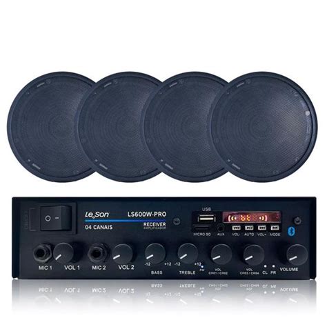 Amplificador De Som Residencial - Som Residencial Amplificador Ls600 + 4 Arandela Preto Teto - Le Son ...