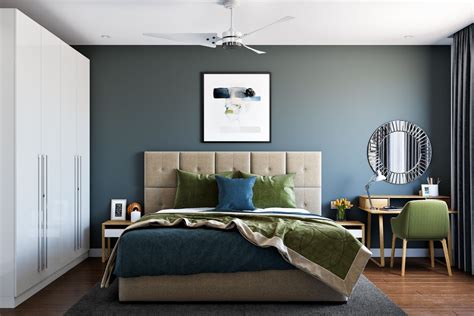 Dark Grey Wall Paint Design For Bedrooms | Livspace