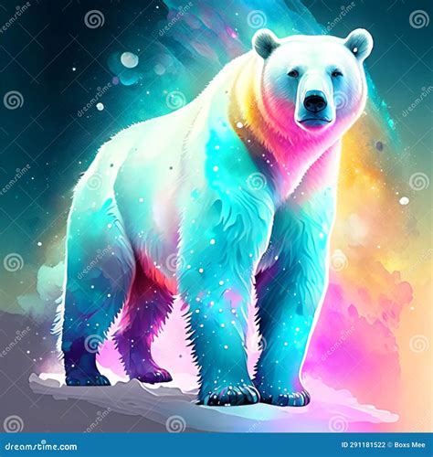 Polar Bear Digital Art Illustration Polar Bear On Colorful Background