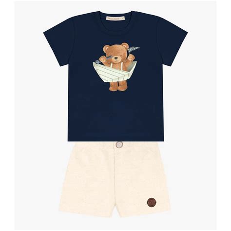 Conjunto Infantil Camiseta Bermuda Trick Nick Azul Shopee Brasil