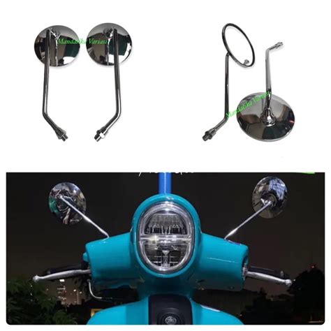 Spion Fazzio Retro Bulat Vespa Panjang Cb Chrome Honda Dan Yamaha Fino