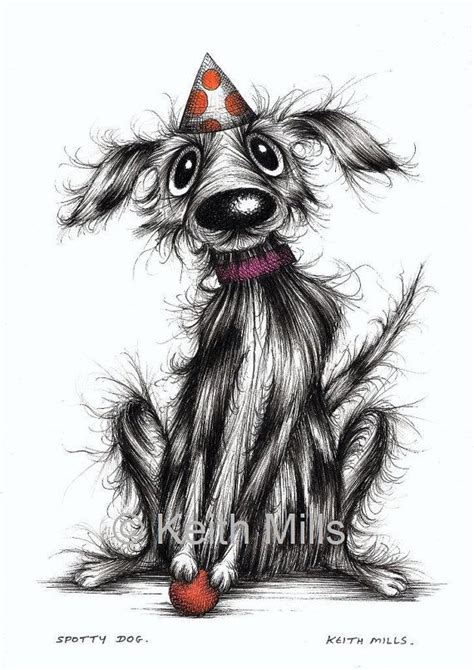 Spotty dog Funky spotted pooch in spotty hat with ball Original cartoon ...