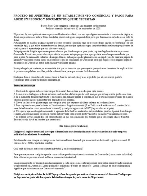 Requisitos Para Abrir Un Negocio En Guatemala Pdf Servicios
